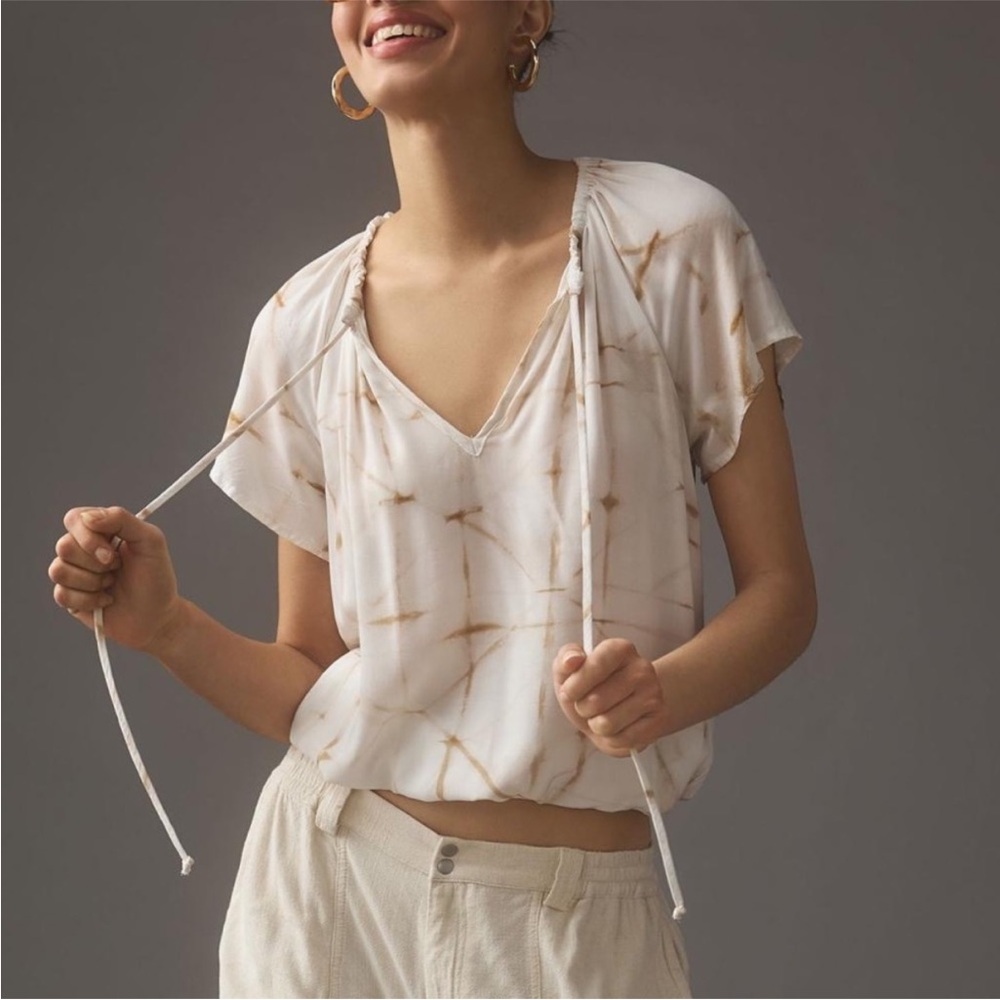 Cloth & Stone white peasant tie dye blouse, size XL - Picture 2 of 6